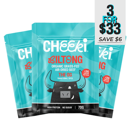 Cheeki OG Biltong 3-pack bundle - Australian grass-fed beef original flavour