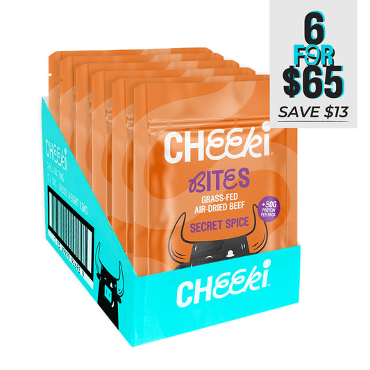 Cheeki Dreowors Bites 80g x 6 - Chilli and Garlic flavour - Organic Grass Fed Beef