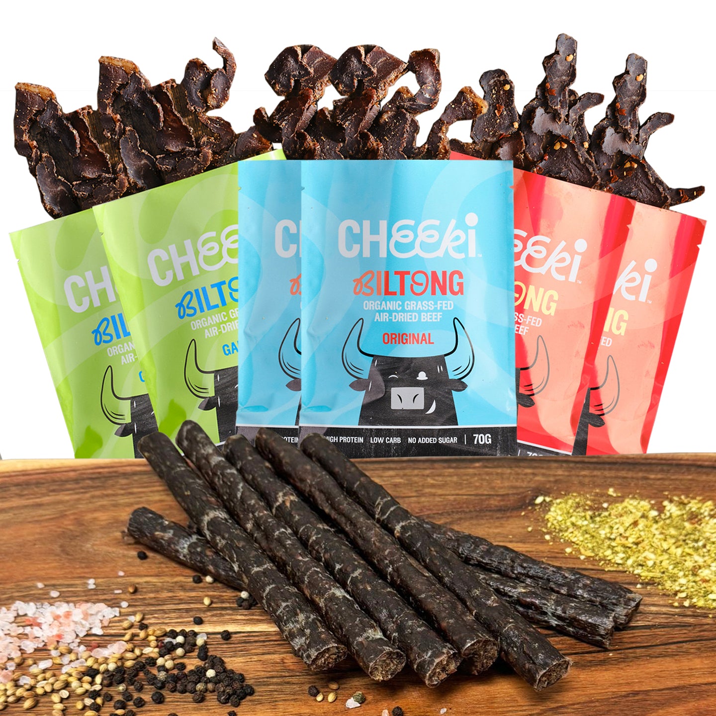 Cheeki Feast Box - Biltong and sticks (Droëwors) - Organic & Grass Fed Beef