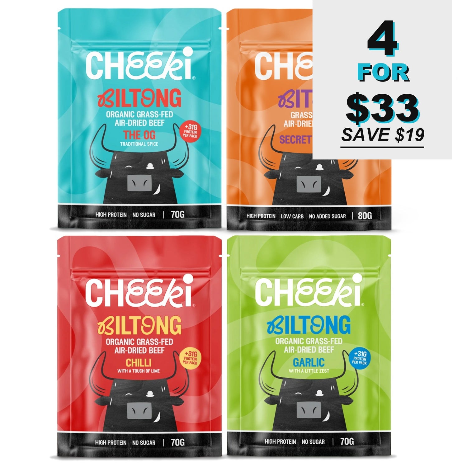 The Cheeki Sampler — 4 packs for $33, save $19