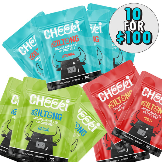 Cheeki Signature Flavour Selection - Organic & Grass Fed Beef Biltong