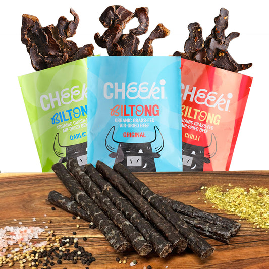 Cheeki Munch Box- Biltong & Sticks/Droëwors  - Organic Grass-Fed Beef