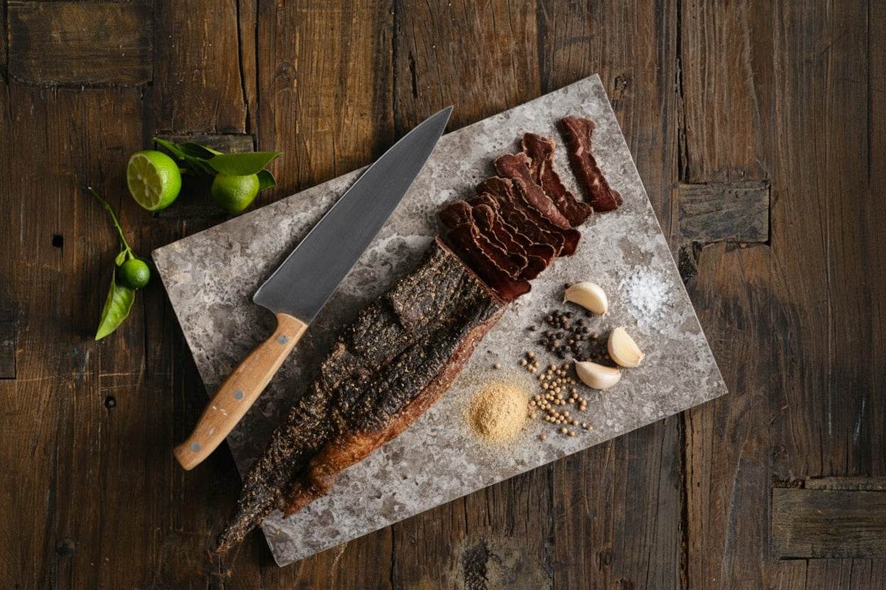 Cheeki Biltong/Steaks - Garlic Spice 1kg - Sliced or Whole - Buy Bulk & Save
