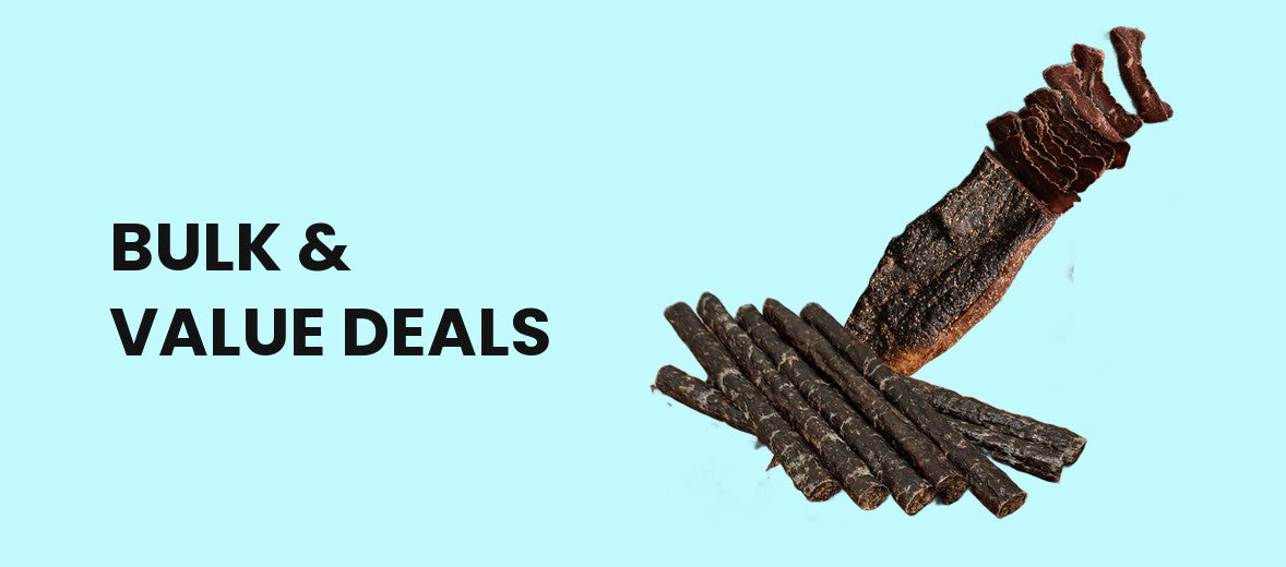 Shop Bulk and Value Deals - whole biltong steak and droewors