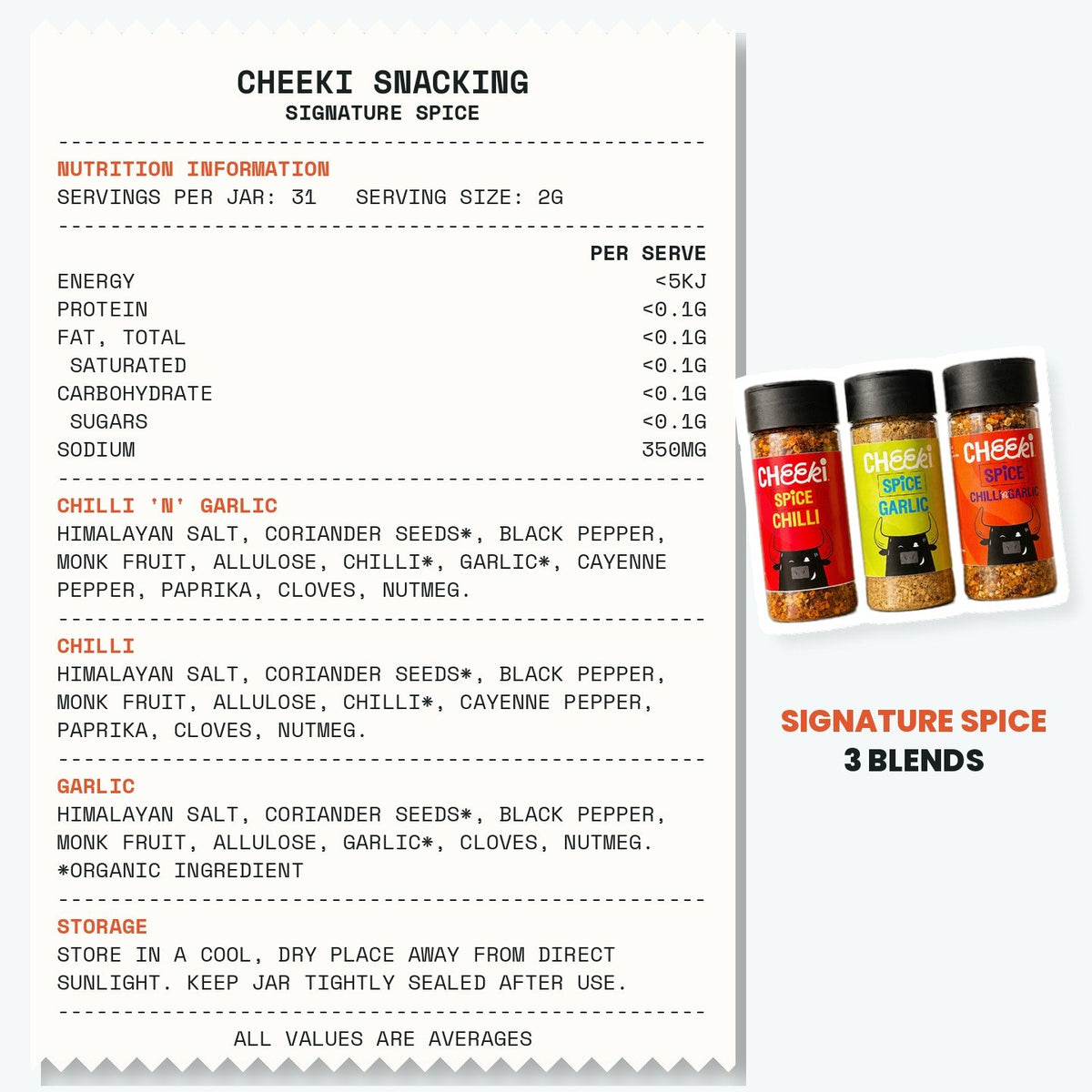 Cheeki Signature Spice ingredients and nutrition information